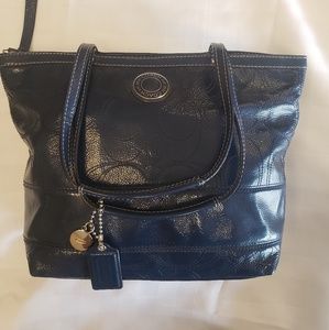 Navy Blue leather Coach handbag